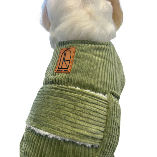 Corduroy Dog Coat - Green