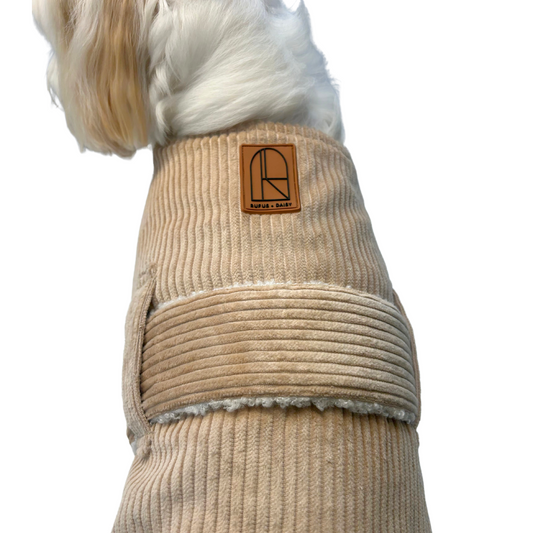 Corduroy Dog Coat - Sand