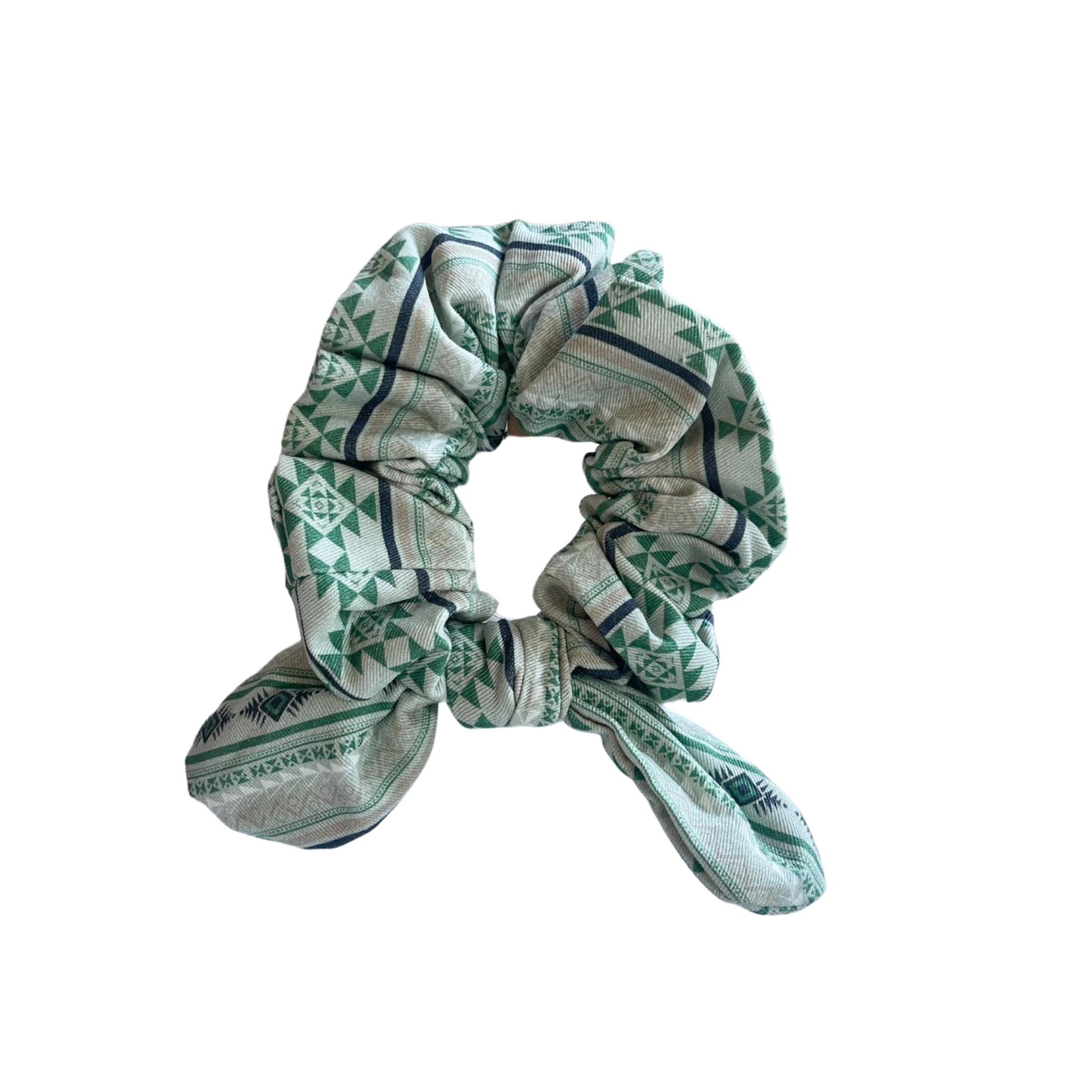 Green Aztec Print Scrunchie